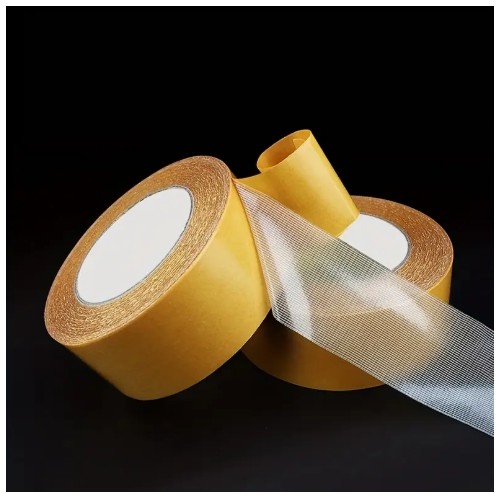 초강력 양면 테이프, 1.98cm x 20.12미터 - 벽 및 유리용 강화유리 메쉬가 있는 헤비듀티 접착제, 천, 목재, 금속 등에 사용 가능한 방수 투명 마운팅 테이프