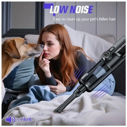 휴대용 무선 차량 청소기, LED 조명 및 다중 노즐이 있는 고출력 핸드헬드 진공청소기, 자동차, 가정, 사무실, 반려동물 청소에 적합