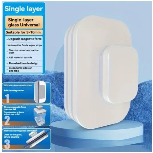 강력한 자석이 있는 이중면 유리 청소제 | 가정용 고층 창문 청소 도구 | 안전 로프 | 줄무늬 없는 스퀴지 | 모든 계절 사용 | 실내/실외 청소 | 3mm/0.01in-