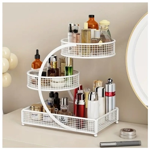 페인트 메탈 화장품 정리대, 가벼운 설치 없는 립스틱 & 스킨케어용 화장대 선반 | 2가지 색상 옵션 | 모던 화장품 보관함 | 드레서 액세서리