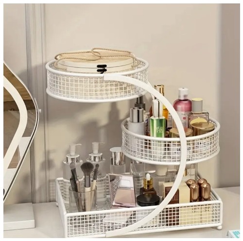 페인트 메탈 화장품 정리대, 가벼운 설치 없는 립스틱 & 스킨케어용 화장대 선반 | 2가지 색상 옵션 | 모던 화장품 보관함 | 드레서 액세서리