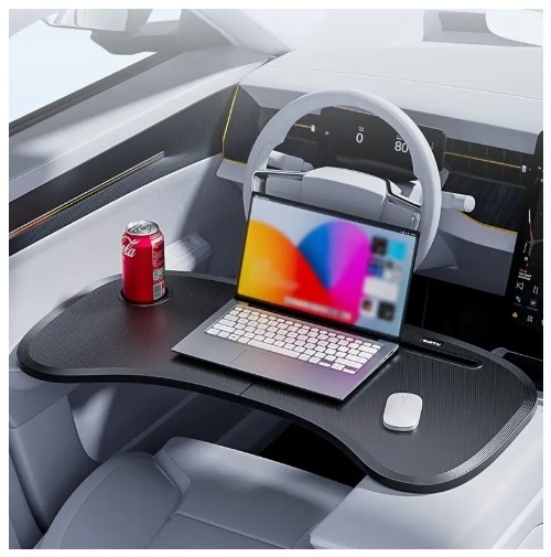 새로운 수투 자동차 스티어링 휠 접이식 식탁, 360° 회전 가능하며 가볍고 휴대가 간편합니다. 트레이형 차량용 테이블 보드, 다기능 차량 식판, 스티어링 휠 수납 선반, 차량 노트북 데스크탑으로 사용 가능