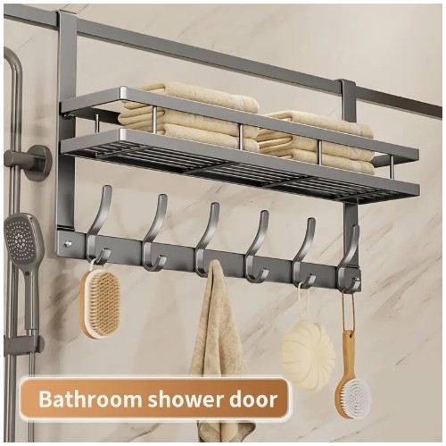 쉬운 설치 문 수납 선반 - 침실, 욕실 및 주방 정리용 다목적 금속 후크