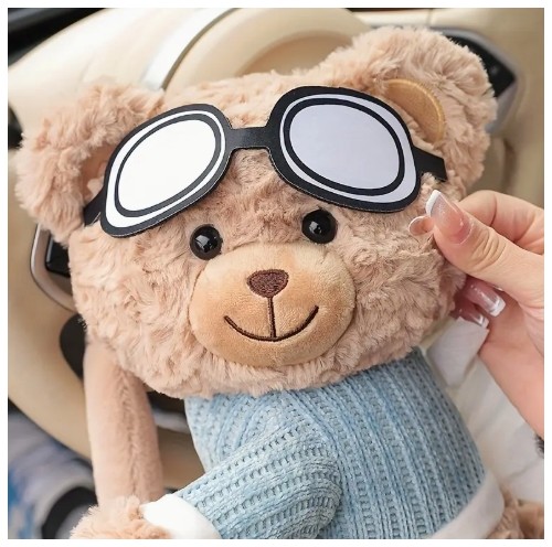 1개 귀여운 테디베어 자동차 시트 등받이 정리함 - 매달 수 있는 티슈 홀더 포함, 부드러운 플러시 다기능 수납, 쉽게 접근 가능한 티슈 디스펜서, 자동차, SUV, 미니밴에 적합 - 표현력 있는 눈과 팔이 있는 자동차 내부 액세서리 (설치 불필요) - 성인에게 이상적, 편안한 티슈 수납이 가능한 창의적인 매달기 디자인, 매력적인 곰 모양 자동차 액세서리, 자동차 시트 뒷면 수납 정리함