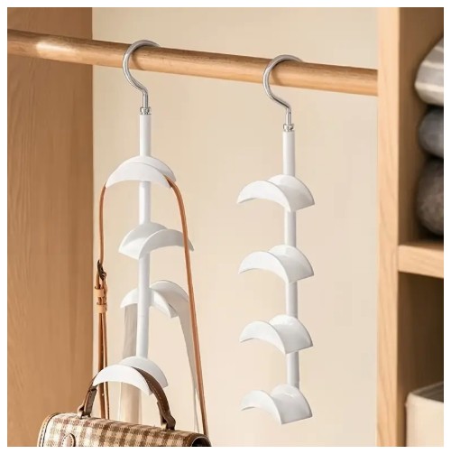 1/2pcs 드릴 없음 회전 가방 걸이 - 가정 및 상점용 다기능 옷장 정리함, 침실, 옷장 및 액세서리용 흰색 플라스틱 가방 보관 랙, 옷장 시스템