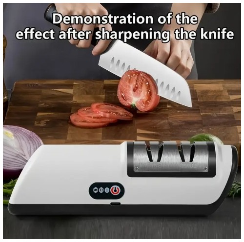 전문가용 USB 전기 칼날 샤프너 - 집 및 셰프 사용을 위한 컴팩트하고 효율적인, 리튬 배터리, 미세 그릿, USB 충전, 내구성 있는 ABS 소재, 주방 칼에 이상적, 주방 칼날 샤프너|세련된 칼날 샤프너|내구성 있는 ABS 샤프너