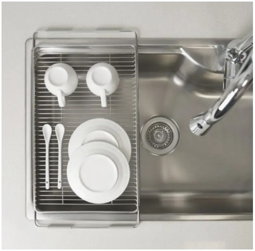 1개 순수 304 스테인리스 싱크대 주방 도구 건조대, 주방 선반, 접이식 미끄럼 방지 범용 선반, 식기 건조대, 주방 세척 용품 보관대