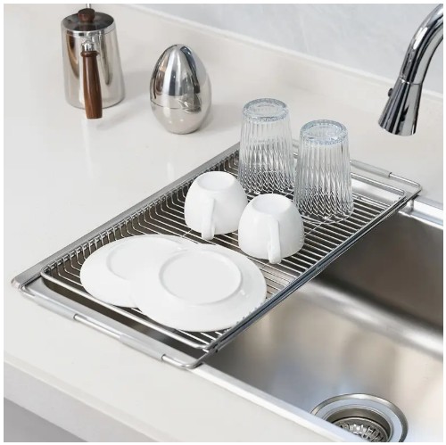 1개 순수 304 스테인리스 싱크대 주방 도구 건조대, 주방 선반, 접이식 미끄럼 방지 범용 선반, 식기 건조대, 주방 세척 용품 보관대
