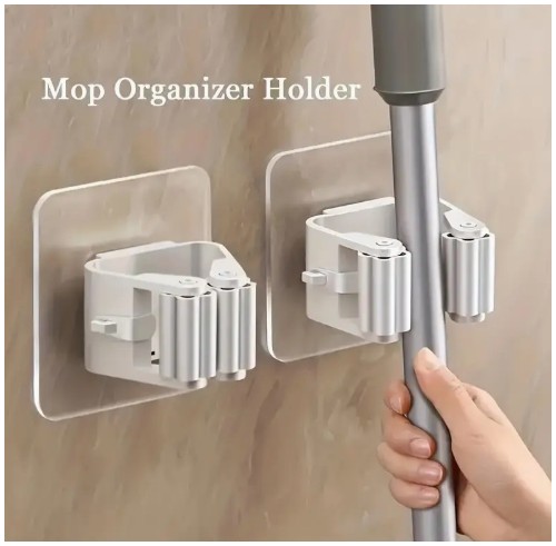 5-팩 모던 벽걸이 걸레 & 빗자루 홀더 - 드릴링 없는 설치, 내구성 있는 플라스틱 보관 후크, 광택 마감, 공간 절약형 욕실 주방 정리대, 간편한 설치 디자인, 청소 도구 선반, 미니멀리스트 도구 스탠드, 튼튼한 플라스틱 선반, 다기능