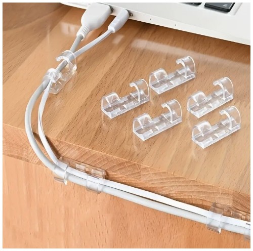 100개 투명 접착 케이블 클램프 - 전원 코드 관리용 플라스틱 와이어 정리기, 책상 밑 및 벽면 사용 가능, 내구성 있고 다용도 케이블 홀더, 케이블 관리 | 눈에 띄지 않는 케이블 홀더 | 안전한 케이블 그립, 코드 홀더