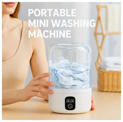 4000mAh 배터리, LED 디스플레이, 한 터치 작동, 공간 절약 디자인, 기숙사, RV, 욕실, 수직 보관, 기숙사 룸 필수품, 휴대용 세탁기 장치, 내구성 플라스틱, 미니 세탁기