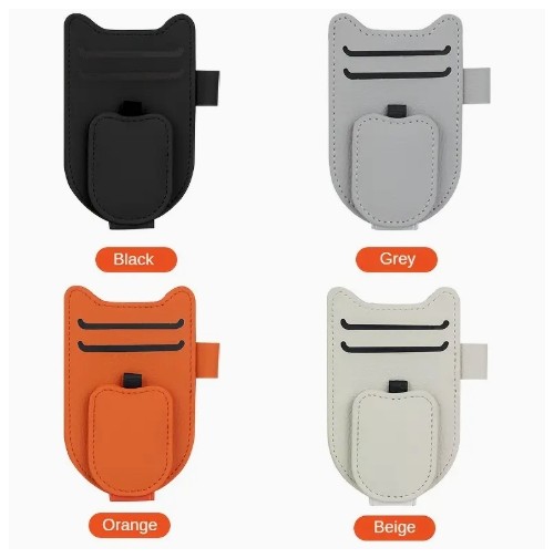 고양이 귀 인조 가죽 선바이저 정리함 - 안경, 카드, 펜용 다기능 클립 | 내구성 있는 지퍼 잠금 및 모던 디자인의 컴팩트 공간 절약형 자동차 액세서리, 카드 보관, 스타일리시한 액세서리, 고품질 마감, 로드 트립 필수품, 세련된 액세서리, 튼튼한 구조, 도로 여행 애호가를 위한