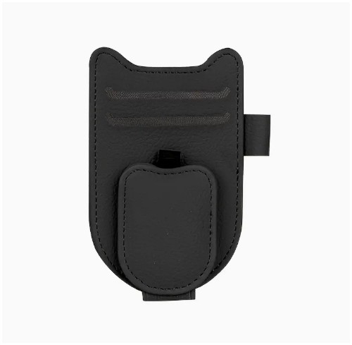 고양이 귀 인조 가죽 선바이저 정리함 - 안경, 카드, 펜용 다기능 클립 | 내구성 있는 지퍼 잠금 및 모던 디자인의 컴팩트 공간 절약형 자동차 액세서리, 카드 보관, 스타일리시한 액세서리, 고품질 마감, 로드 트립 필수품, 세련된 액세서리, 튼튼한 구조, 도로 여행 애호가를 위한