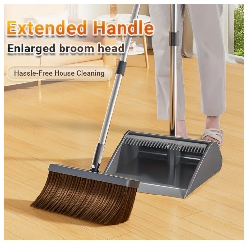 유연한 먼지판과 브러시 세트, 23.98cm 대용량, 수직 보관, 나무/타일/콘크리트 바닥용 부드러운 털, 가정/정원/사무실 청소에 이상적, 폴리프로필렌, 거실/침실/야외/패티오/카펫 사용에 적합