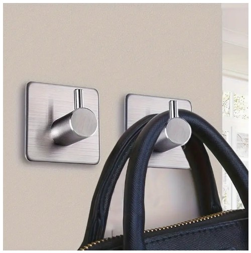 욕실과 침실에 부착할 수 있는 방수 스테인레스 스틸 후크로 코트, 모자, 수건 로브 후크 랙을 걸 수 있는 4개의 접착식 강력한 벽걸이 후크