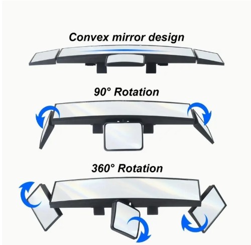 접이식 차량 거울 다기능 거울 시야 확대 회전 가능한 조절 가능한 사각형 접이식 거울