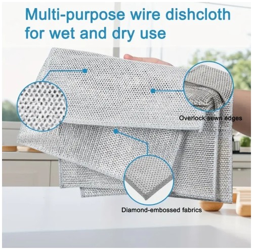 50개 비긁힘 스틸 플리스 스커버 - 기름, 오일, 먼지 쉽게 제거 가능 - 재사용 및 세탁 가능 - 주방, 욕실, 식당에 적합 - 가정 청소 및 보관에 완벽