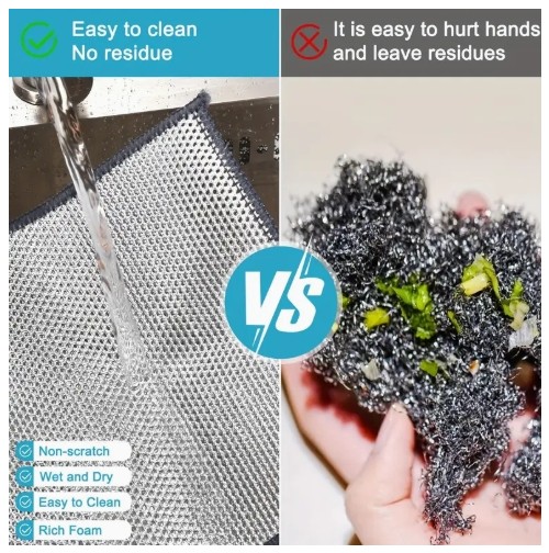 50개 비긁힘 스틸 플리스 스커버 - 기름, 오일, 먼지 쉽게 제거 가능 - 재사용 및 세탁 가능 - 주방, 욕실, 식당에 적합 - 가정 청소 및 보관에 완벽