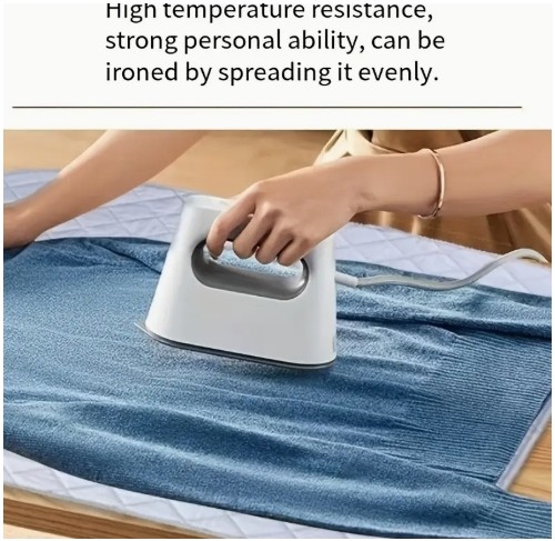 대형 두꺼운 코팅된 은색 다리미판 1개, 집에서 사용하기 편한 접이식 및 휴대용, 여행 호텔 기숙사 데스크탑 다림질 패드