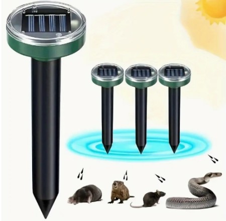 4세트, 태양광 설치류 퇴치기, 뱀 퇴치기, 두더지 퇴치기, 소닉 스파이크 보호대, 야외 잔디밭 및 농장용