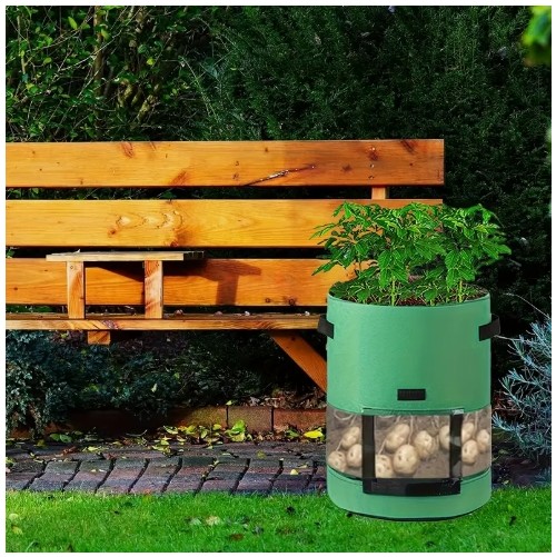 손잡이가 있는 5팩 37.85L 헤비듀티 식물 재배 가방 - 튼튼한 부직포, 가벼우면서 통기성 좋은 정원 및 식물 재배용, 토마토, 딸기, 당근, 감자에 이상적 - 클래식 스타일, 야외 사용, 정원 식물 재배 가방|클래식 스타일 가방|내구성 있는 패브릭 가방, 정원 식물 재배 가방, 당근 성장 가방, 패브릭 포트, 갤런 소프트 플라스틱 포트 대량, 식물 성장용 가방, 정원 식물 재배, 채소용 가방, 식물 재배 가방, 정원 액세서리, 상승 정원 침대, 정