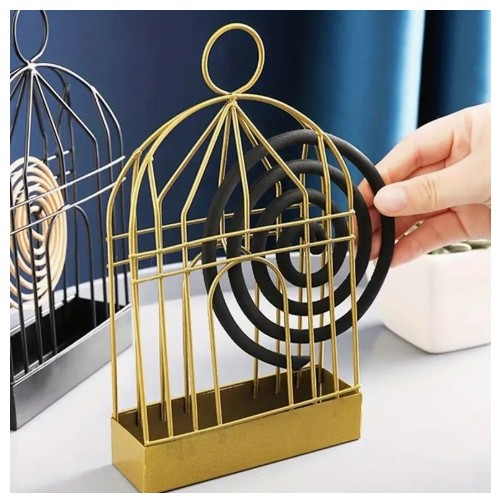 1pc 우아한 금색 금속 모기 코일 홀더 - 휴대용 매달린 새집 디자인, 장식용 향초 연소기, 가정, 사무실 및 정원 야외 사용, 모기 방지|우아한 장식|금속 구조, 모기 코일 홀더