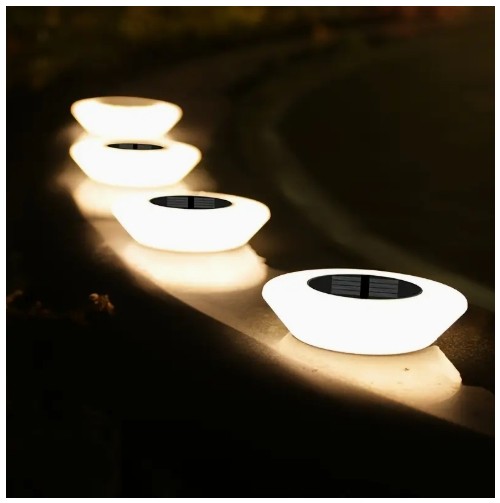 4개 솔라 전원 IP44 지상 조명 - 야외 통로 및 정원 잔디 조명, 조명 센서, 쉬운 설치, 니켈 배터리, 반 Flush 마운트, 랜드스케이프 조명|솔라 전원 조명|내구성 있는 야외 사용