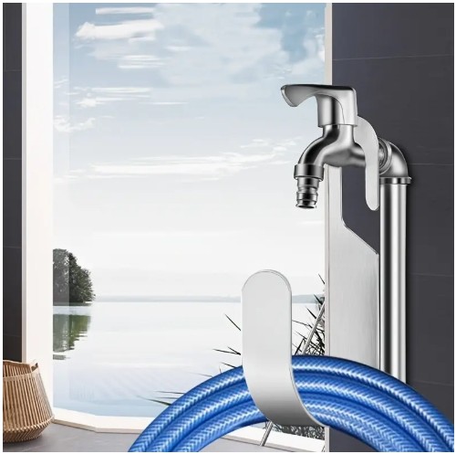 스테인리스 스틸 정원 호스 홀더와 수도꼭지 후크 - 야외용 내구성 있는 물 호스 정리대, 잔디 및 가드닝 도구용, 쉬운 보관을 위한 대형 라운드 후크, 매끄러운 금속 마감, 견고한 구조