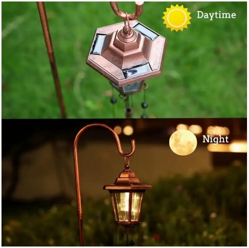 1개 태양광 바람 종, 정원용 목자 후크 바람 종, 파티오 장식, 추모 바람 종, 엄마, 아내, 할머니, 이웃을 위한 생일 선물, 야외 추모 트리뷰트, 태양광 장식, 풍력 작동 장식, 목자 후크 종, 러스틱 야외 액센트, 자연에서 영감을 받은 장식, 튼튼한 목자 후크, 내구성 있는 철제 구조, 초대형 풍경,야외용 풍경,풍경 만들기 키트,나무 풍경,구리 풍경