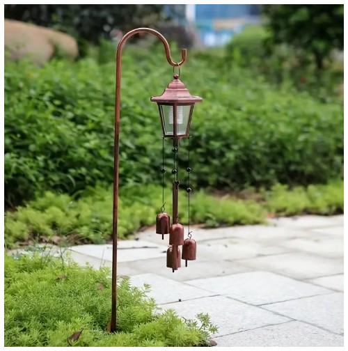 1개 태양광 바람 종, 정원용 목자 후크 바람 종, 파티오 장식, 추모 바람 종, 엄마, 아내, 할머니, 이웃을 위한 생일 선물, 야외 추모 트리뷰트, 태양광 장식, 풍력 작동 장식, 목자 후크 종, 러스틱 야외 액센트, 자연에서 영감을 받은 장식, 튼튼한 목자 후크, 내구성 있는 철제 구조, 초대형 풍경,야외용 풍경,풍경 만들기 키트,나무 풍경,구리 풍경