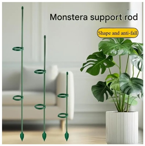 3개 조절 가능한 식물 지지대 - 녹색 플라스틱 정원 스틱, 포트 식물, 실내 실외 식물 지지대, 식물 스틱