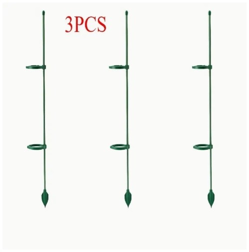 3개 조절 가능한 식물 지지대 - 녹색 플라스틱 정원 스틱, 포트 식물, 실내 실외 식물 지지대, 식물 스틱