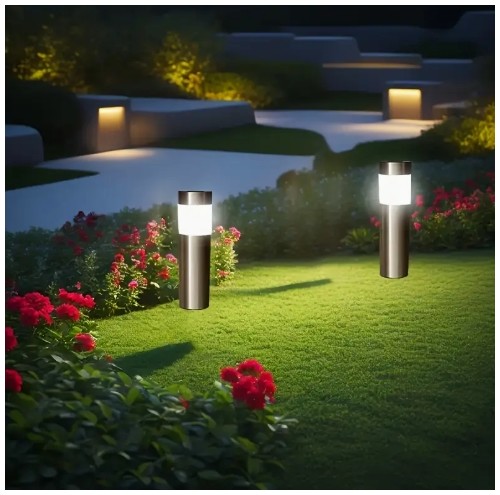 4개 세트 태양광 야외 정원등 - IP44 고품질, 내구성 강한 스테인리스 스틸 경로 조명, 자동 켜짐/꺼짐 기능, 에너지 효율적 솔라 가든 라이트, 드라이브웨이 & 파티오용, 실내외 장식 조명, 내구성 있는 태양광 조명