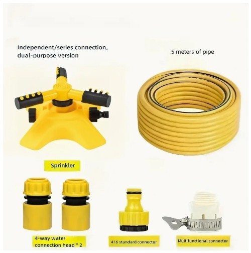 회전형 정원 스프링클러 시스템(선택 가능한 호스 포함) - 노란색과 검은색, 내구성 있는 플라스틱, 잔디와 마당 냉각, 수자원 보존 기능, 잔디 수분 공급 | 현대 스프링클러 시스템 | 내구성 있는 플라스틱 스프링클러