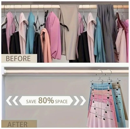 6층 금속 스커트 정리함, 360도 회전하는 후크 - 바지와 스커트를 위한 공간 절약형 옷 수납, 현대적인 연마된 마감, 내구성 있는 금속 구조, 옷장 정리, 스커트 걸이, 옷장 정리함, 세련된 금속 마감, 튼튼한 구조