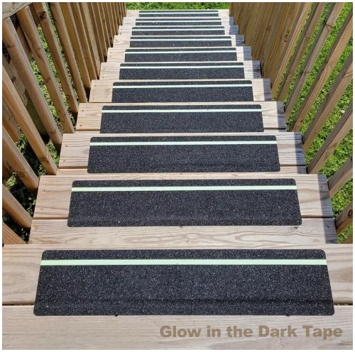 10개 비닐 야광 미끄럼 방지 안전 스트립, 계단 및 데크용 고마찰 방수 그립 테이프, 검정색