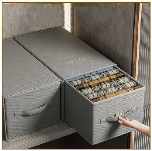 3개 세트 대형 패브릭 옷장 정리함 - 평평한 상판, 공간 절약형 바지·속옷 정리용 스토리지 박스, 집/기숙사/캠핑카 여행용, 내구성 강화된 사이드 핸들, 중량급 스택 가능, 대학생을 위한 홈 오거나이저