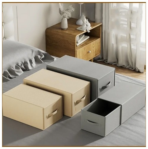 3개 세트 대형 패브릭 옷장 정리함 - 평평한 상판, 공간 절약형 바지·속옷 정리용 스토리지 박스, 집/기숙사/캠핑카 여행용, 내구성 강화된 사이드 핸들, 중량급 스택 가능, 대학생을 위한 홈 오거나이저