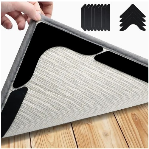 12개 프리미엄 미끄럼 방지 카펫 그리퍼 - 블랙, 거실, 식당 및 욕실 러그에 이상적 - 미끄러짐 및 굴러가는 가장자리 방지