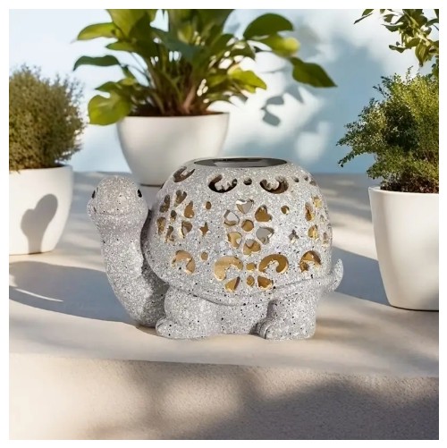 태양열로 작동하는 거북이 정원 조명 - 꽃 자르기, 야외 장식 및 어머니의 날 선물에 적합한 농가 레진 동물 조각, 태양열 충전 니켈 배터리, 야외 조명 | 자연 주제 장식 | 태양열 충전 조명