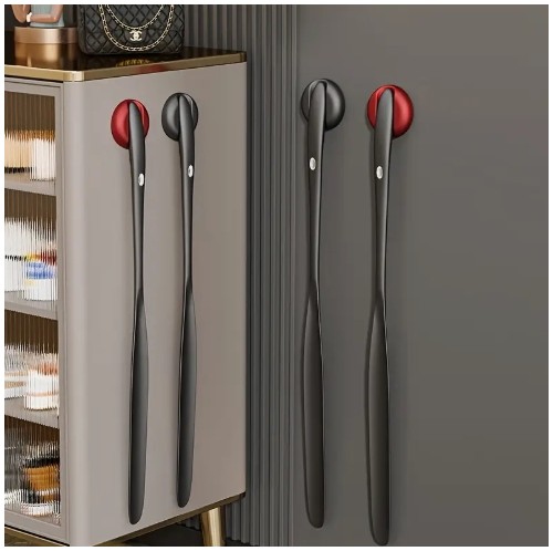 WMBOOX 자석 신발장 긴 손잡이 포함 - 73.0cm 우아한 블랙 & 레드 디자인, 고급 선물 상자 포함, 현관이나 크리스마스 선물에 완벽, 신발 보관 정리함, 세련된 모던 룩, 내구성 있는 구조, 신발 선반, 신발 삽, 신발 도우미, 신발 숟가락, 긴 신발 숟가락