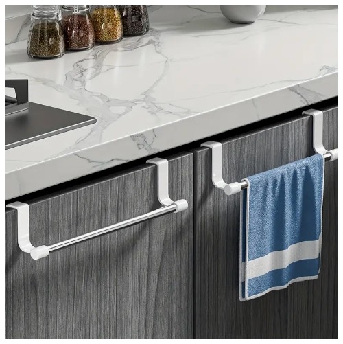 현대적인 벽걸이 주방 캐비닛 수건 걸이 1개 - 공간 절약형 행주 홀더, 홈 & 욕실용, 흰색, 드릴 없는 설치, 손수건 및 행주 정리에 완벽함