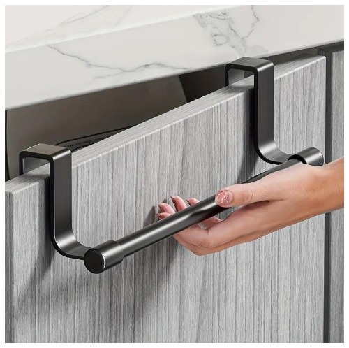현대적인 벽걸이 주방 캐비닛 수건 걸이 1개 - 공간 절약형 행주 홀더, 홈 & 욕실용, 흰색, 드릴 없는 설치, 손수건 및 행주 정리에 완벽함