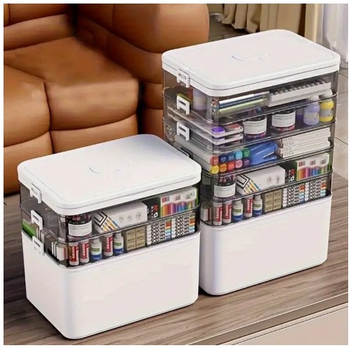 1개 대용량 다층 내구성 휴대용 보관함, 뚜껑 포함 - 청소 쉬움, 가정 및 여행 정리용, 사무용품, 바느질 소품, 욕실 필수품 정리에 이상적 88 판매됨 판매자 Zhong Hua of Home 우수 판매자우수 판매자우수 판매자