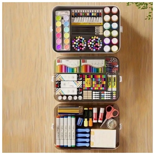 1개 대용량 다층 내구성 휴대용 보관함, 뚜껑 포함 - 청소 쉬움, 가정 및 여행 정리용, 사무용품, 바느질 소품, 욕실 필수품 정리에 이상적 88 판매됨 판매자 Zhong Hua of Home 우수 판매자우수 판매자우수 판매자