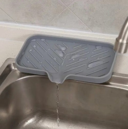 실리콘 주방 배수 패드 - 방수 수도꼭지 매트, 미끄럼 방지 카운터탑 보호대, 효율적인 배수, 비누 건조 보관 - 고품질 주방 도구