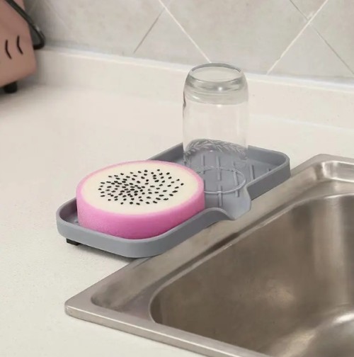 실리콘 주방 배수 패드 - 방수 수도꼭지 매트, 미끄럼 방지 카운터탑 보호대, 효율적인 배수, 비누 건조 보관 - 고품질 주방 도구