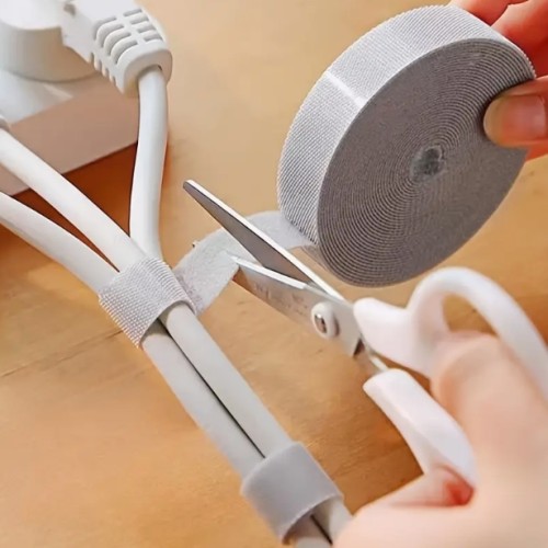 1롤 재사용 가능한 케이블 타이 - 다용도 고정 테이프 - 코드 정리 및 와이어 관리 및 보관 - 배터리 불필요
