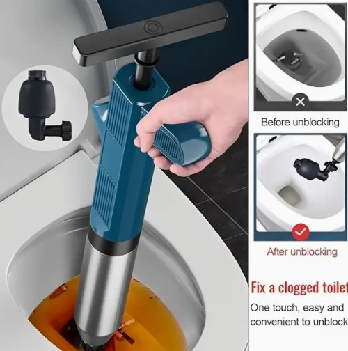 1pc COUIUS 고압 공기 배수 블래스터 - 스테인레스 스틸 화장실 플러저, 막힌 파이프, 주방 싱크, 욕실, 하와이 스타일, 해변, 웨딩 장면, 욕실 플러저 | 스테인레스 스틸 플러저 | 내구성 있는 플라스틱 손잡이, 배수 청소 도구