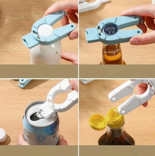 노인 및 관절염 손용 인체공학적 병따개 - 파란색 핸들, 톱니 모서리 & 레버 메커니즘, 전원 불필요한 병·병 오프너, 약한 손을 위한 쉬운 그립 플라스틱 개봉기, 내구성 있는 주방 도구